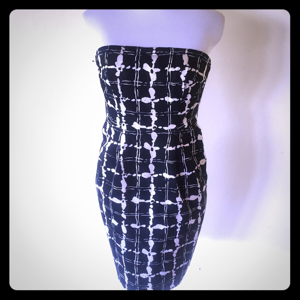Express Black and White Strapless Dress